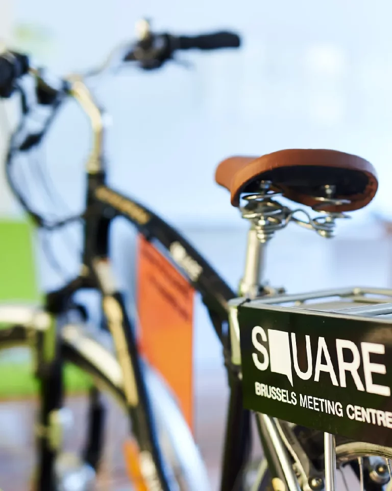 Bicycle branded with SQUARE Brussels' logo
