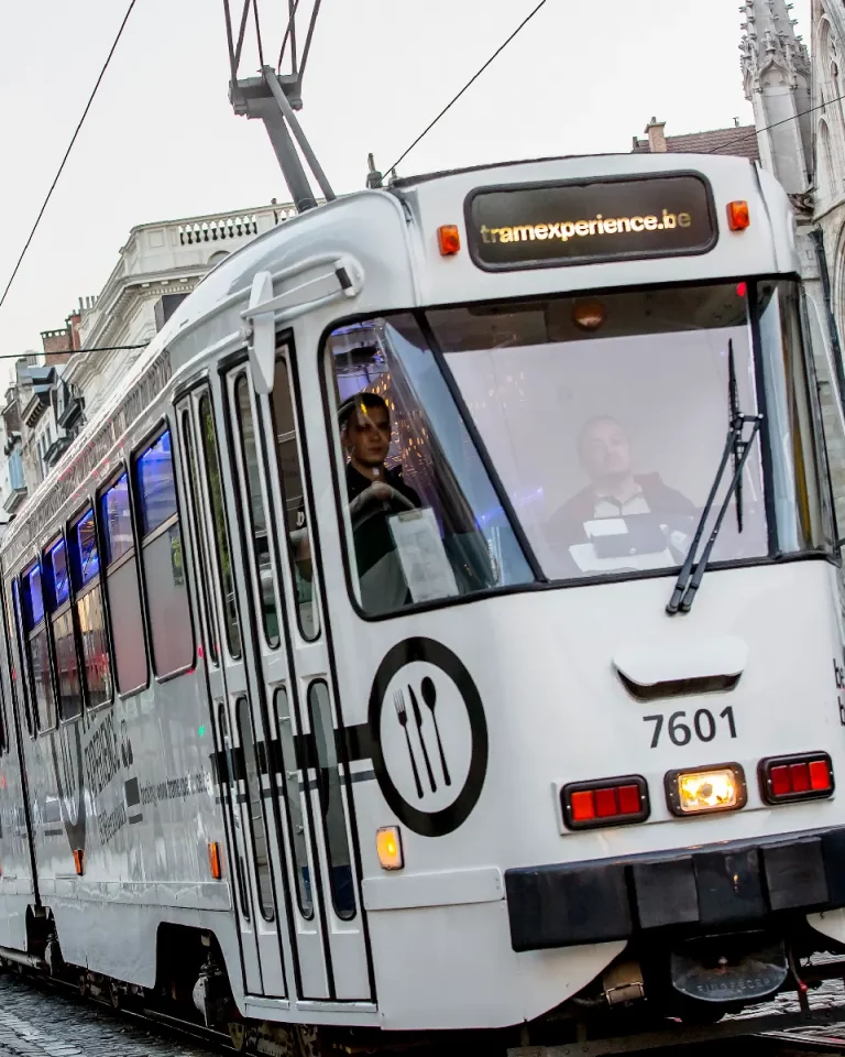 A tram in Brussels city center